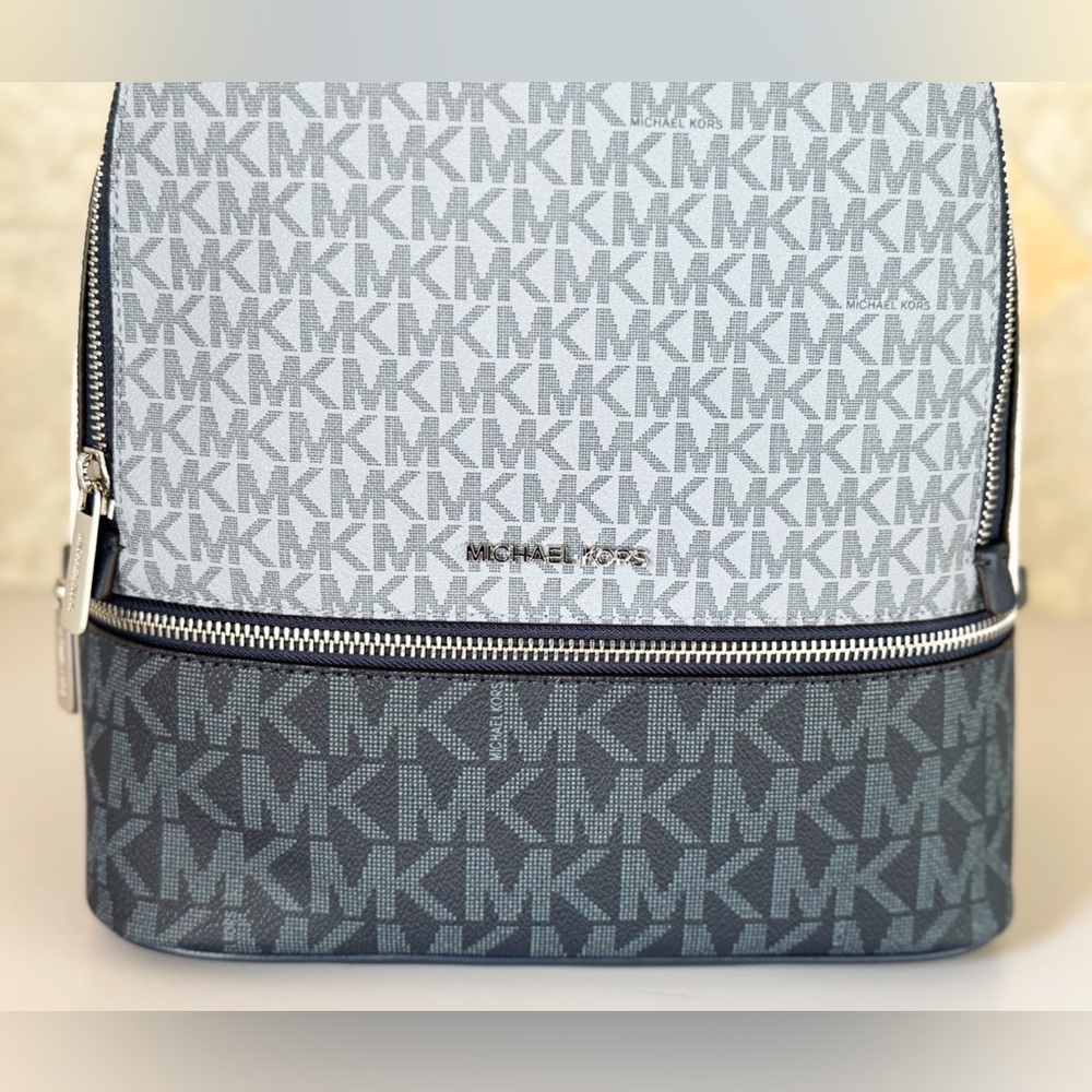 Michael Kors Rhea MD Backpack MK Color-Block Admiral Navy Multi - Picture 14 of 15